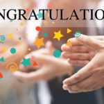Hands clapping with the word congratulations at the top