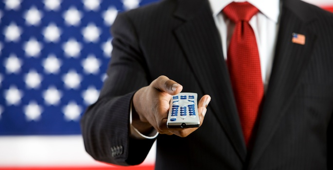 politician with tv remote