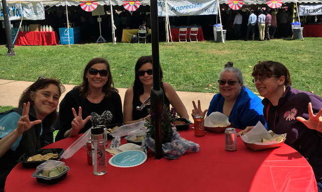 Vanderbilt employees enjoy food at the 2019 Employee Appreciation Picnic held May 14 on Magnolia Lawn. (Vanderbilt University)